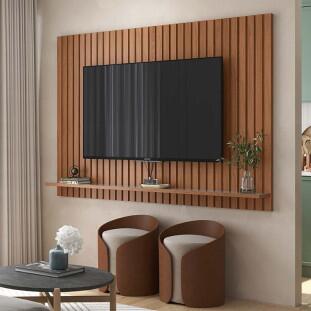Painel Frisado Para TV até 75 Polegadas Dallas 184x136 Lukaliam Jequitiba/Off White