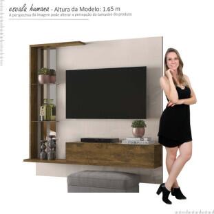 Painel Pequeno Para TV 50 Polegadas Dublin Lukaliam Off White/Canela