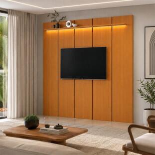 Painel Ripado Para TV até 85¨ LED 225m Estone 2.25 EDN Cedro
