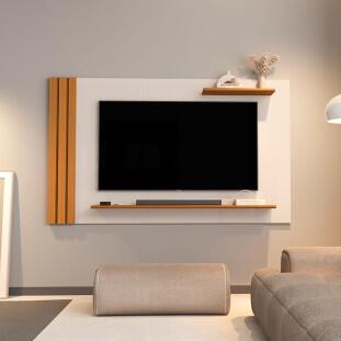 Painel Ripado Para TV 75¨ 176cm Laus 1.8 EDN Off White/Cedro