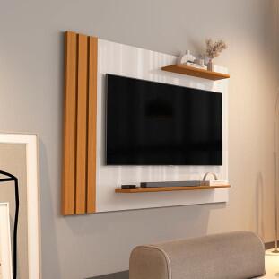 Painel Ripado Pequeno Para TV 42¨ 105cm Laus EDN Off White/Cedro