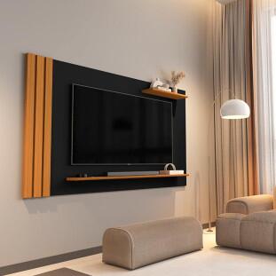 Painel Ripado Para TV 55¨ 149cm Laus EDN Preto/Cedro
