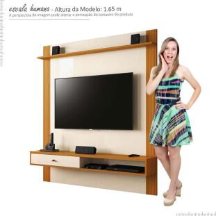 Painel Suspenso Para TV 55 Pol 1.5 Adapt EAX Móveis Off White/Cedro