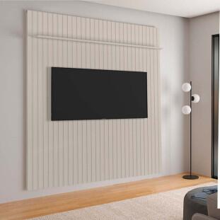 Painel Frisado 191x250cm Para TV 75 Polegadas Oslo Lukaliam Off White