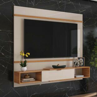 Painel Para TV 65 Polegadas 160cm Genova Lukaliam Off White/Jequitiba