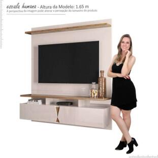Painel Para TV Até 55 Pol Imola 1.36 Lukaliam Off White/Canela