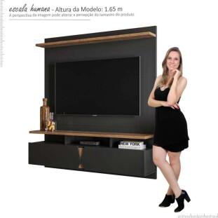 Painel Para TV Até 55 Pol Imola 1.36 Lukaliam Preto/Canela