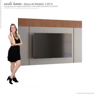 Painel Para TV 75 Polegadas Sagary 2.1 EAX Móveis Cinza/Tauari Ripado