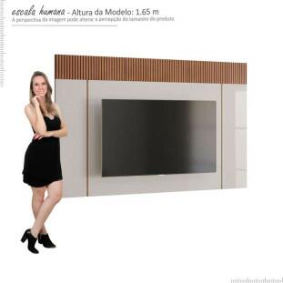 Painel Para TV 75 Polegadas Sagary 2.1 EAX Móveis Off White/Tauari Ripado