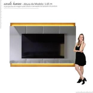 Painel Para TV 75 Polegadas Com LED 2.1 Zory EAX Móveis Cinza/Tauari