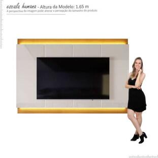 Painel Para TV 75 Polegadas Com LED 2.1 Zory EAX Móveis Off White/Tauari