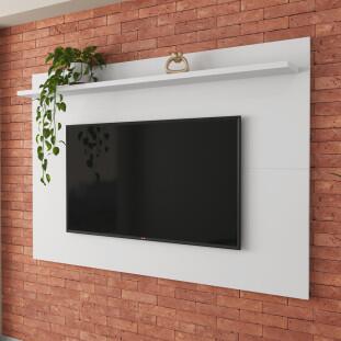 Painel Compacto 137cm Quarto Sala Para TV 55 Sirius 1.4 Patrimar Branco Acetinado