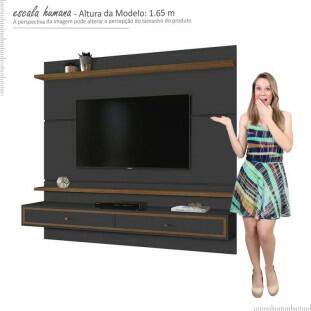 Painel Para TV 58 Polegadas Treviso 160 EDN Grafite/Naturale