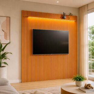 Painel Ripado 229cm Para TV até 85¨ Com LED Arbo 2.3 EDN Cedro