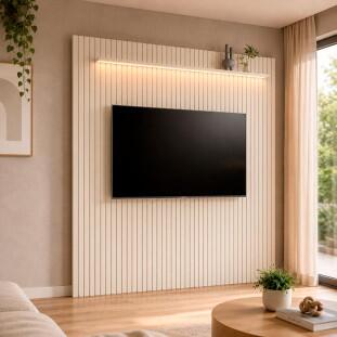 Painel Ripado 229cm Para TV até 85¨ Com LED Arbo 2.3 EDN Off White