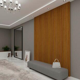 Placa Painel Ripado 3D 100% MDF 180cm x 250cm Requinte Gelius Naturale
