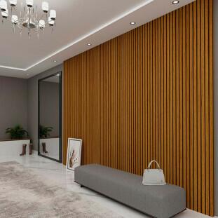 Placa Painel Ripado 3D 100% MDF 360cm x 250cm Requinte Gelius Naturale