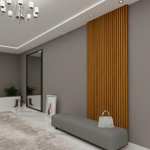 Placa Painel Ripado 3D 100% MDF 90cm x 250cm Requinte Gelius Naturale