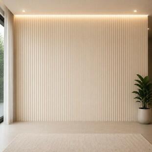 Placa Painel Ripado Madeira MDF 188cm x 240cm Arbo EDN Off White