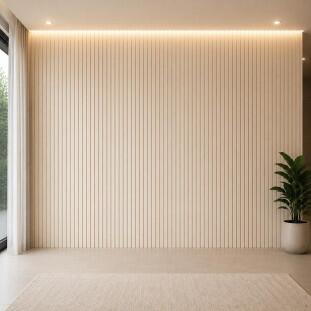 Placa Painel Ripado Madeira MDF 282cm x 240cm Arbo EDN Off White