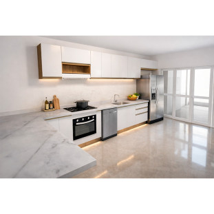 Projeto Cozinha Tatiane com Cristaleira Gold J Robel Hanover/Branca