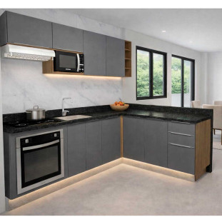 Projeto Cozinha Gold Slim Robel Hanover/Cinza | Lorena