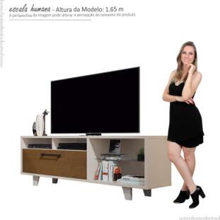 Rack Bancada Para TV 60 Polegadas 5054 JB Bechara Pérola/Caramelo