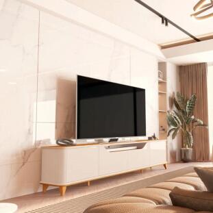 Rack Para Sala 240cm Para TV até 85¨ Aron 2.4 EDN Off White/Cedro