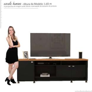 Rack Bancada Para TV 65 Polegadas Dallas 1.8 Lukaliam Preto/Amêndoa