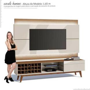Rack com Painel Para TV Classic AD 2.2 Com LED Imcal Off White/Freijo