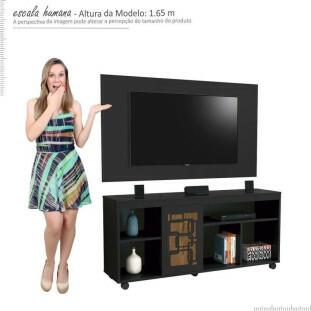 Rack com Painel Para TV 46 Laser EDN Preto/Naturale