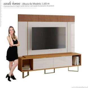 Rack Com Painel Para TV 75 Polegadas Sagary 2.1 EAX Móveis Tauari/Off White