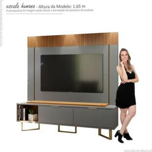 Rack Com Painel Para TV 70 Polegadas Sagary 1.8 EAX Móveis Cinza/Tauari