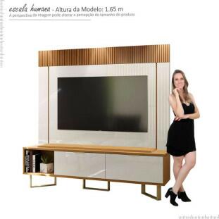 Rack Com Painel Para TV 70 Polegadas Sagary 1.8 EAX Móveis Tauari/Off White