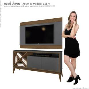Rack Com Painel Para TV 55 Pol Merlot 135 EDN Grafite/Naturale