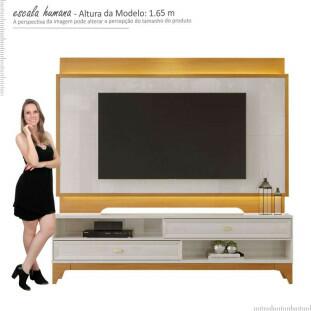 Rack com Painel Para TV 75 Polegadas 2.1 Koly EAX Móveis Off White/Tauari/Off White