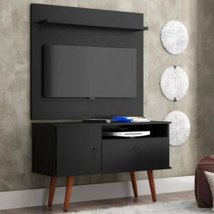 Rack com Painel Pequeno Para TV 32 Polegadas 90cm Yan Patrimar Grafite/Cinamomo