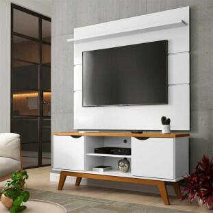 Rack com Painel Para TV 55 Polegadas 140cm Prism 1.4 Patrimar Branco/Cinamomo