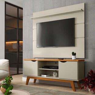 Rack com Painel Para TV 55 Polegadas 140cm Prism 1.4 Patrimar Off White/Cinamomo