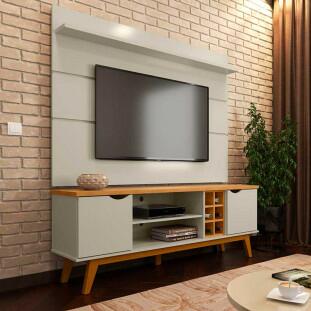 Rack com Painel Para TV 75 Polegadas 180cm Prism 1.8 Patrimar Off White/Cinamomo