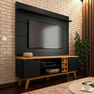 Rack com Painel Para TV 60 Polegadas 180cm Prism 1.8 Patrimar Preto/Cinamomo
