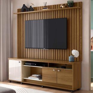 Rack com Painel Ripado Para TV 75 Polegadas Dallas Lukaliam Imbuia/Off White