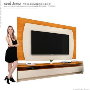 Rack com Painel TV 65 Polegadas Sublime 1.8 Com LED Gelius Off White/Naturale