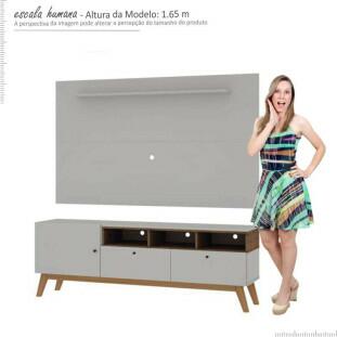 Rack Com Painel TV até 65 Texas 1.8 Gelius Off White/Madeirado
