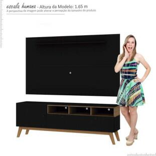 Rack Com Painel TV até 65 Texas 1.8 Gelius Preto/Madeirado