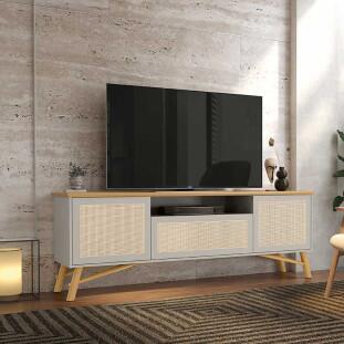 Rack Para Sala 1.8 Com Rattan TV 75 Pol Dante EAX Móveis Fendi/Freijo