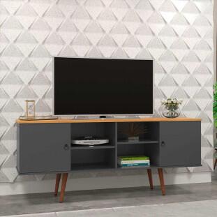 Rack Retrô Para TV 65 Polegadas 160cm Estrela Patrimar Grafite/Cinamomo