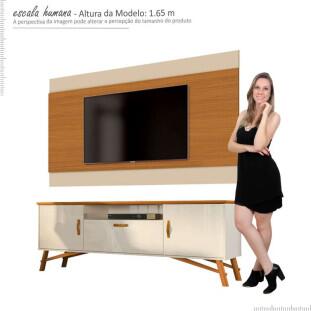 Rack Com Painel Para TV 58 Pol Soggiorno EAX Móveis Off White/Cedro