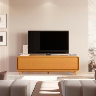 Rack Canto Arredondado 180cm Para TV 75¨ 4 Portas Liv 1.8 EDN Cedro