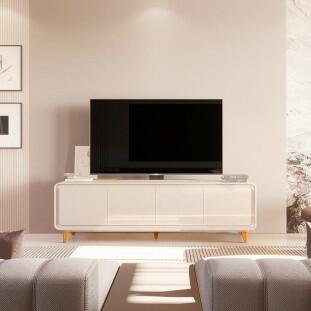 Rack Canto Arredondado 180cm Para TV 75¨ 4 Portas Liv 1.8 EDN Off White